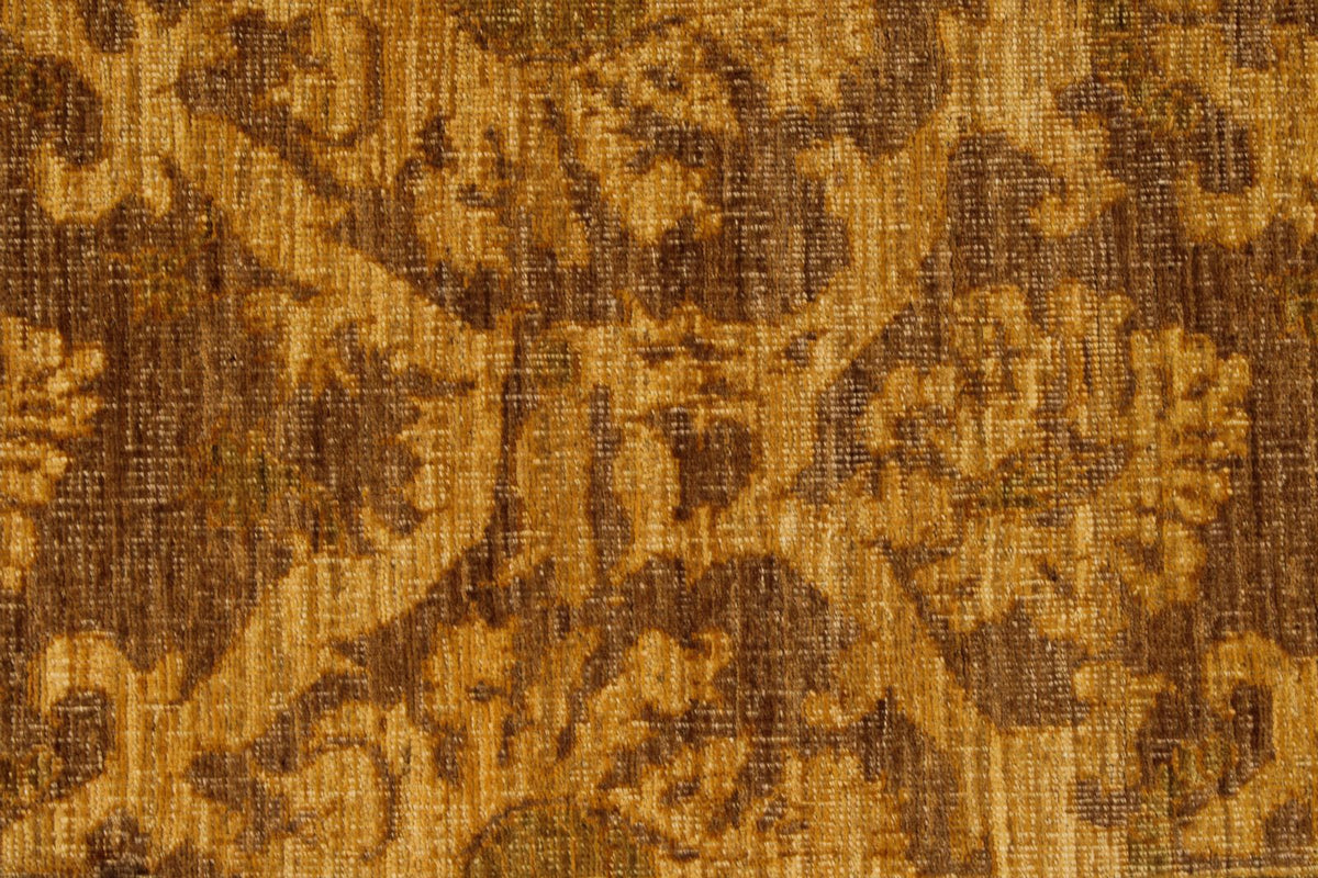 6x7 Gold and Brown Turkish Oushak Rug