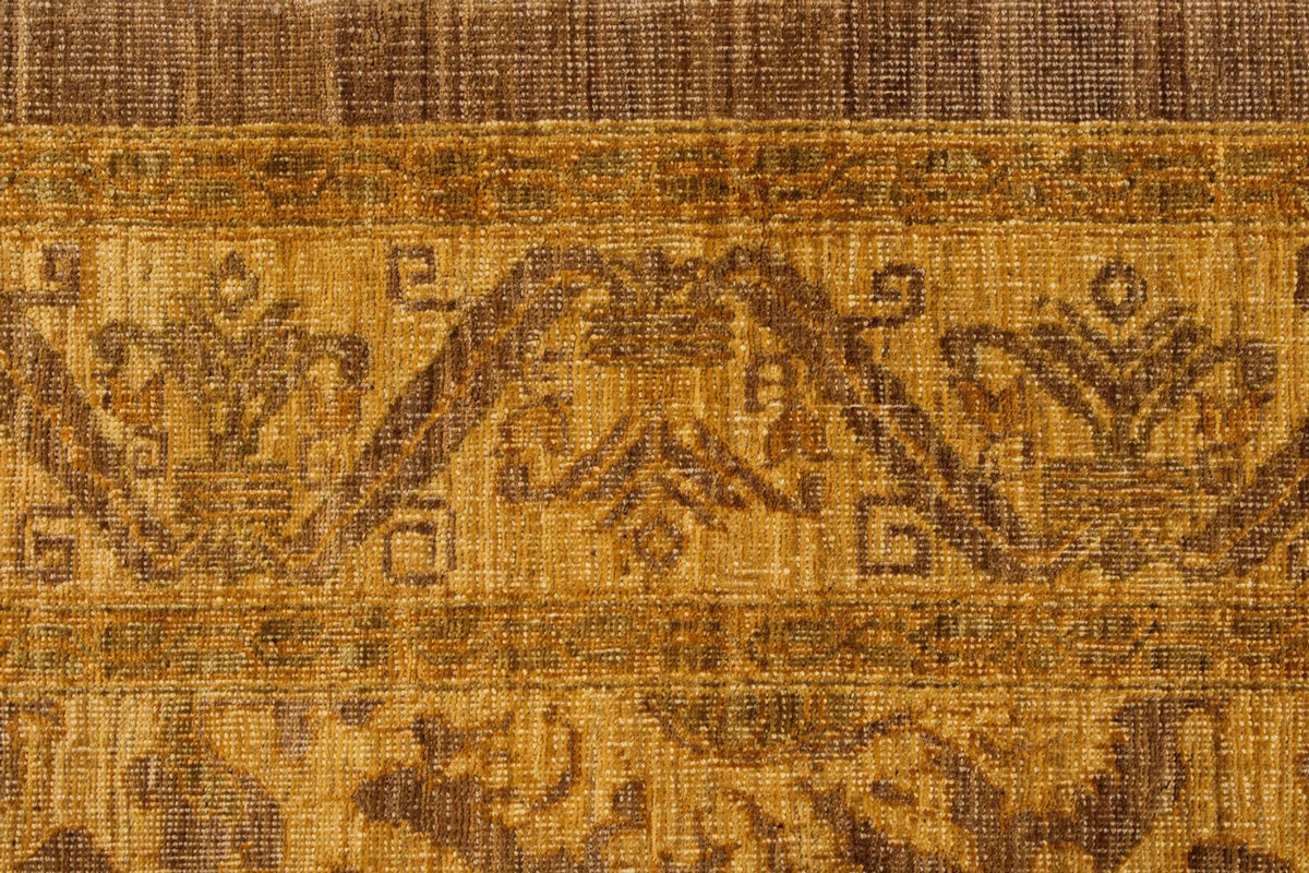 6x7 Gold and Brown Turkish Oushak Rug