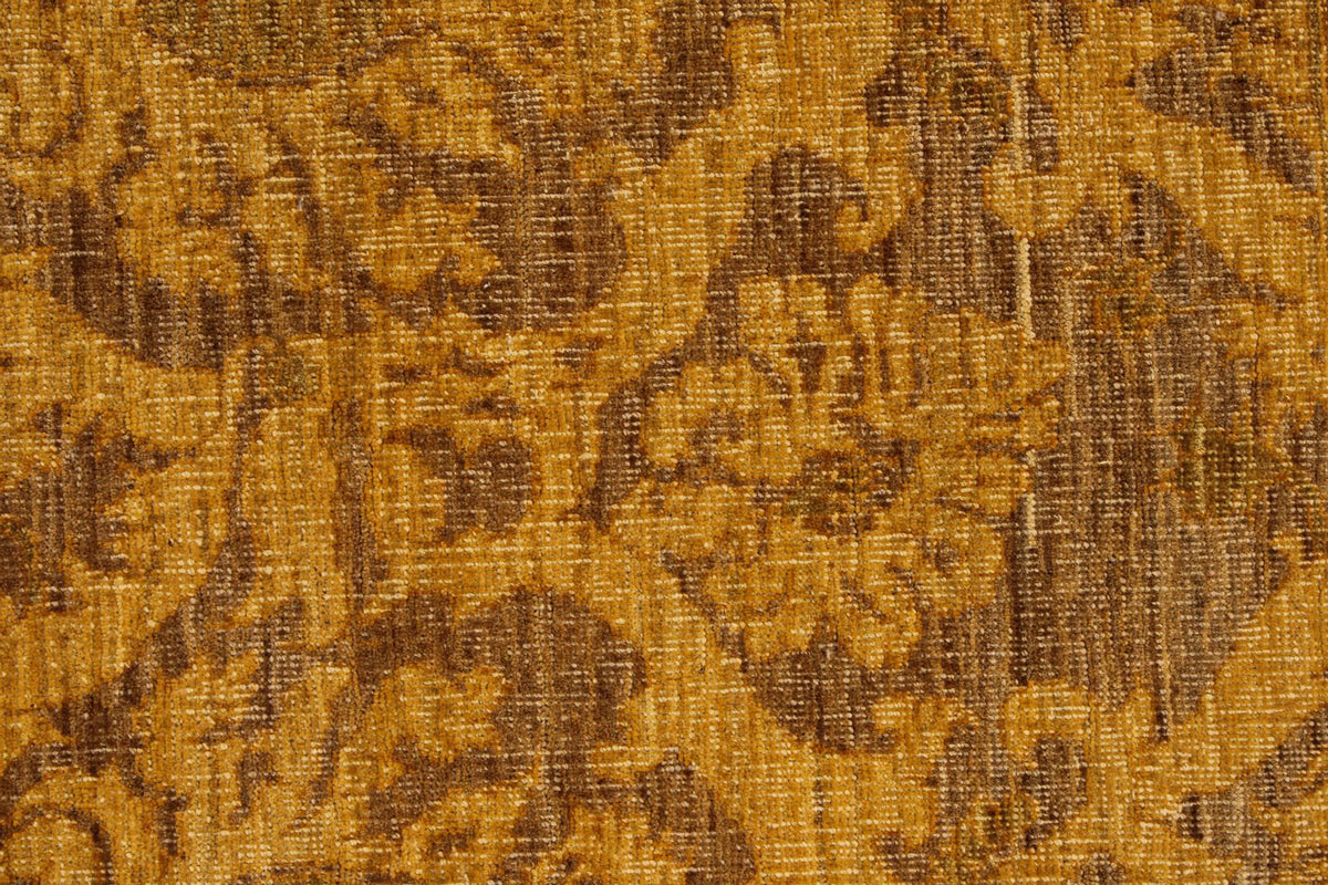 6x7 Gold and Brown Turkish Oushak Rug