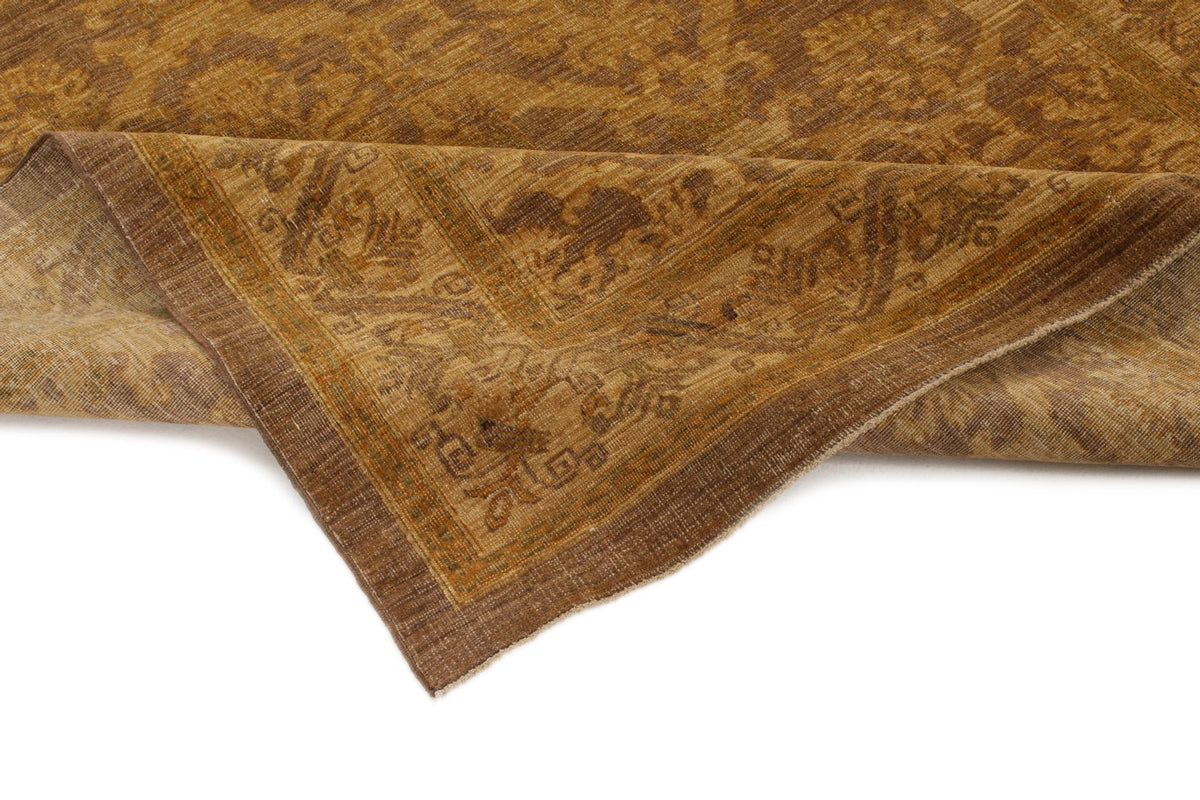 6x7 Gold and Brown Turkish Oushak Rug