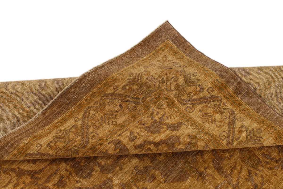6x7 Gold and Brown Turkish Oushak Rug