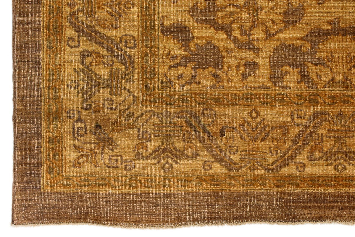 6x7 Gold and Brown Turkish Oushak Rug