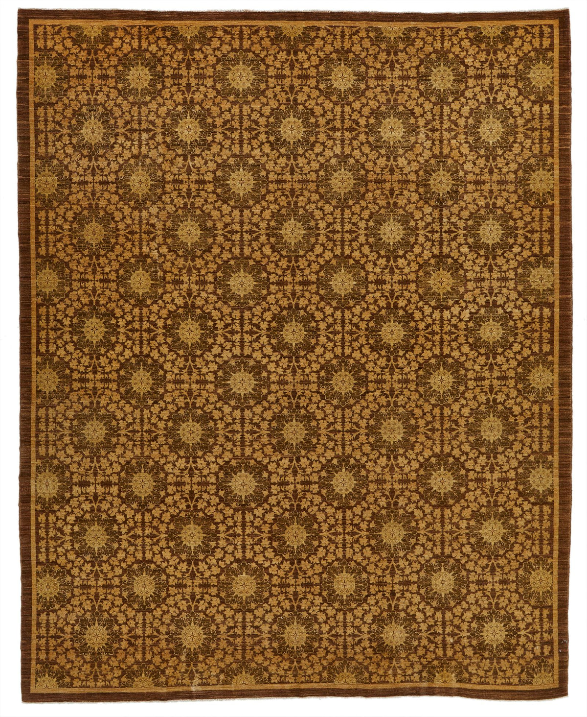8x10 Brown and Gold Turkish Oushak Rug