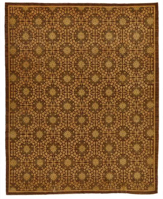 8x10 Brown and Gold Turkish Oushak Rug