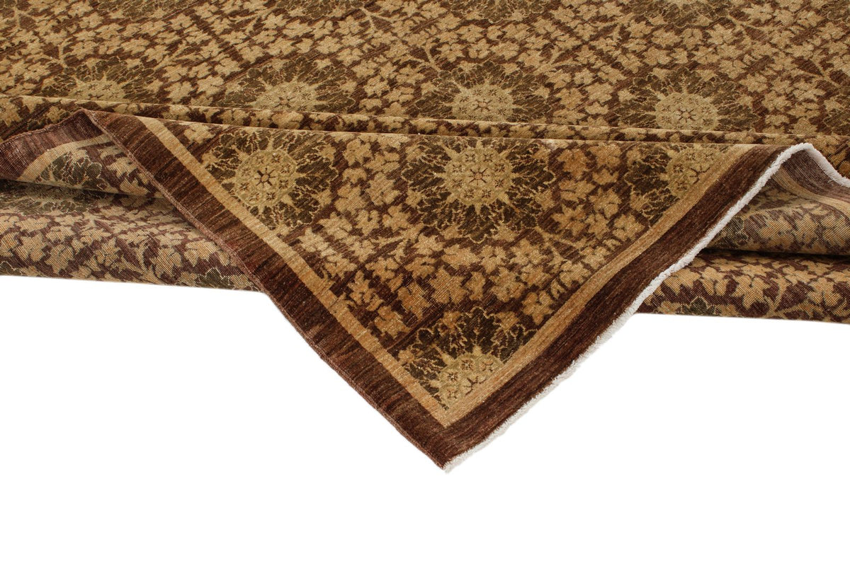 8x10 Brown and Gold Turkish Oushak Rug