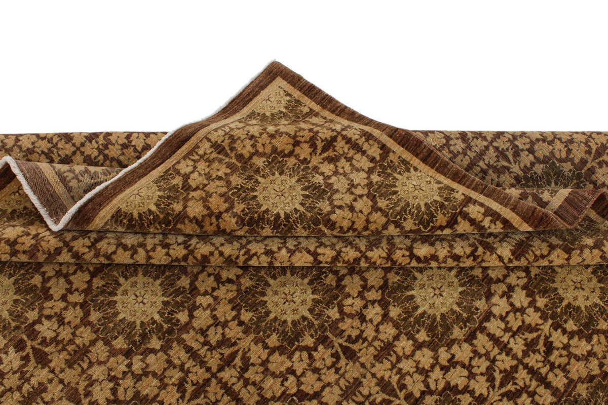 8x10 Brown and Gold Turkish Oushak Rug