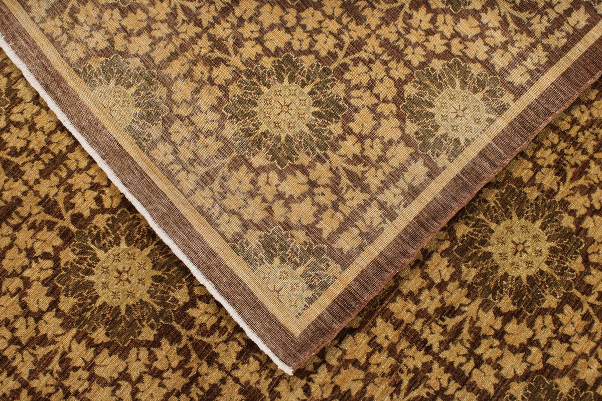 8x10 Brown and Gold Turkish Oushak Rug