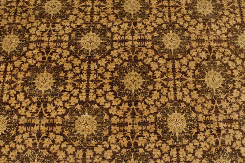 8x10 Brown and Gold Turkish Oushak Rug