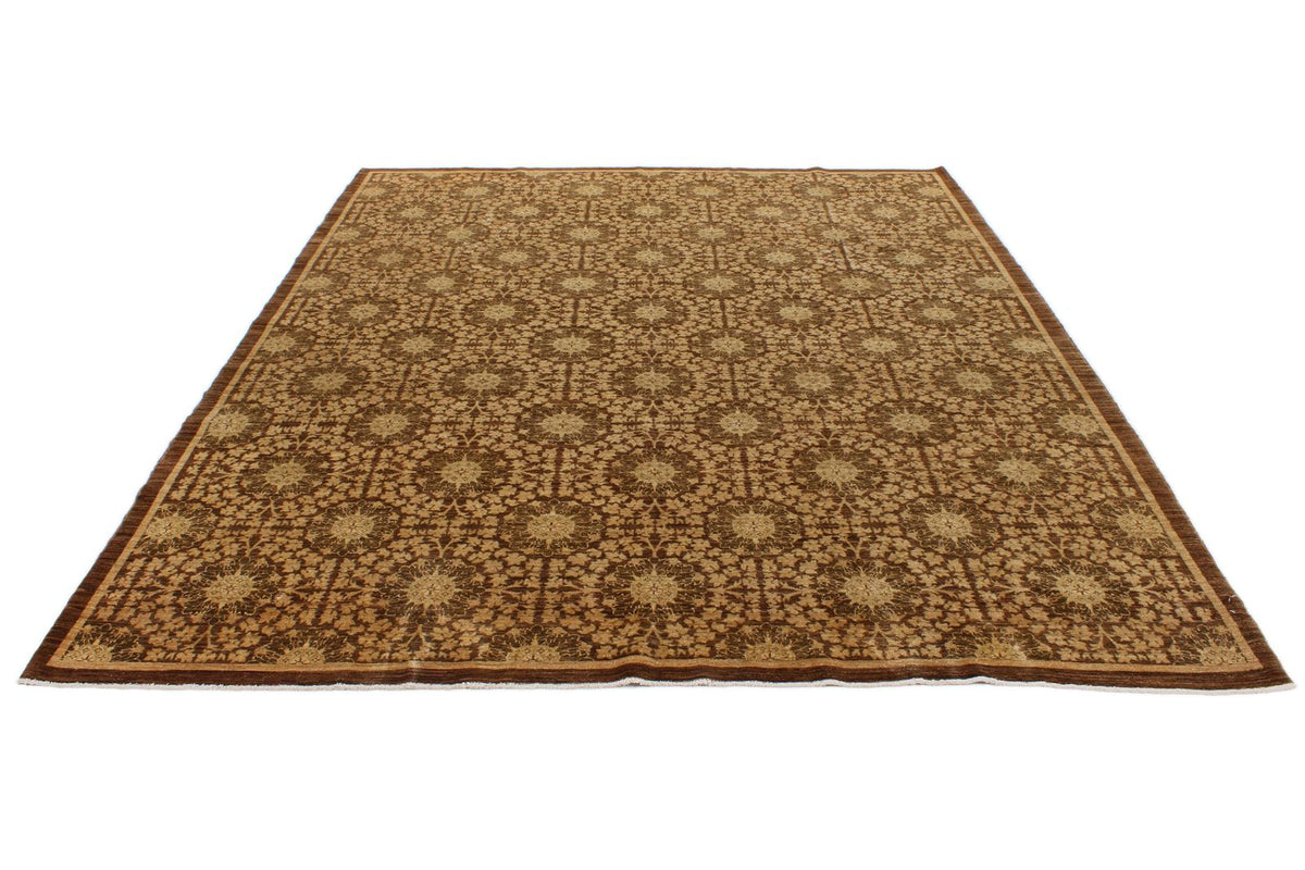 8x10 Brown and Gold Turkish Oushak Rug