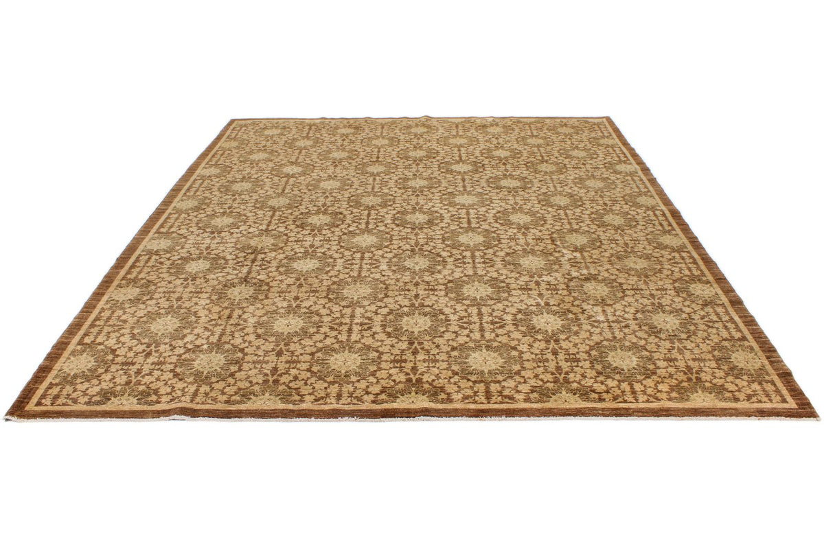 8x10 Brown and Gold Turkish Oushak Rug