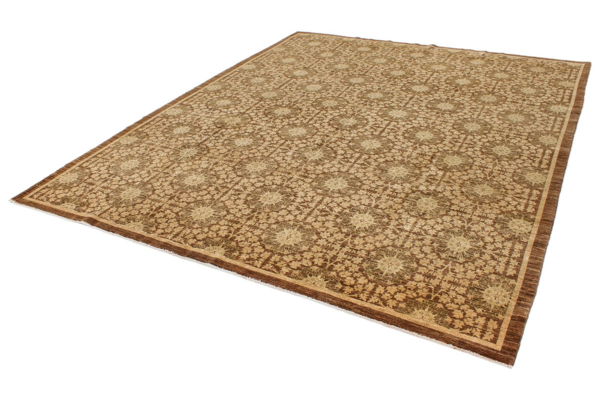 8x10 Brown and Gold Turkish Oushak Rug