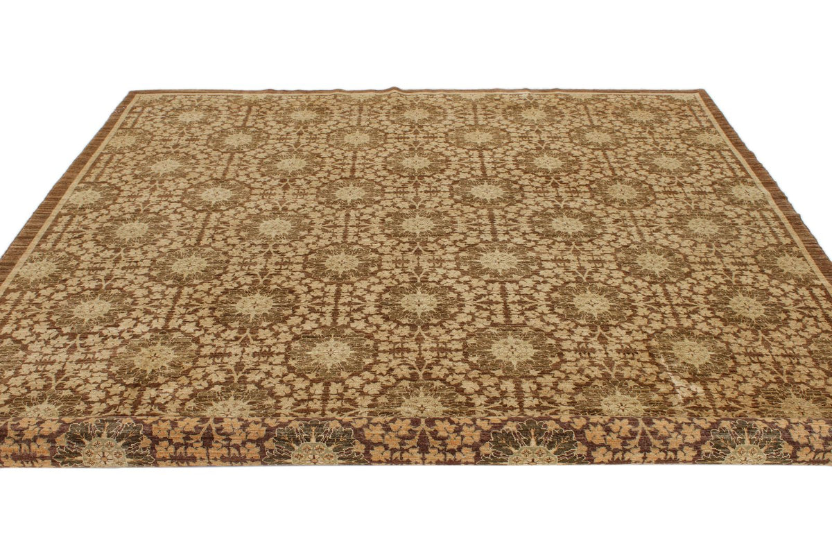 8x10 Brown and Gold Turkish Oushak Rug