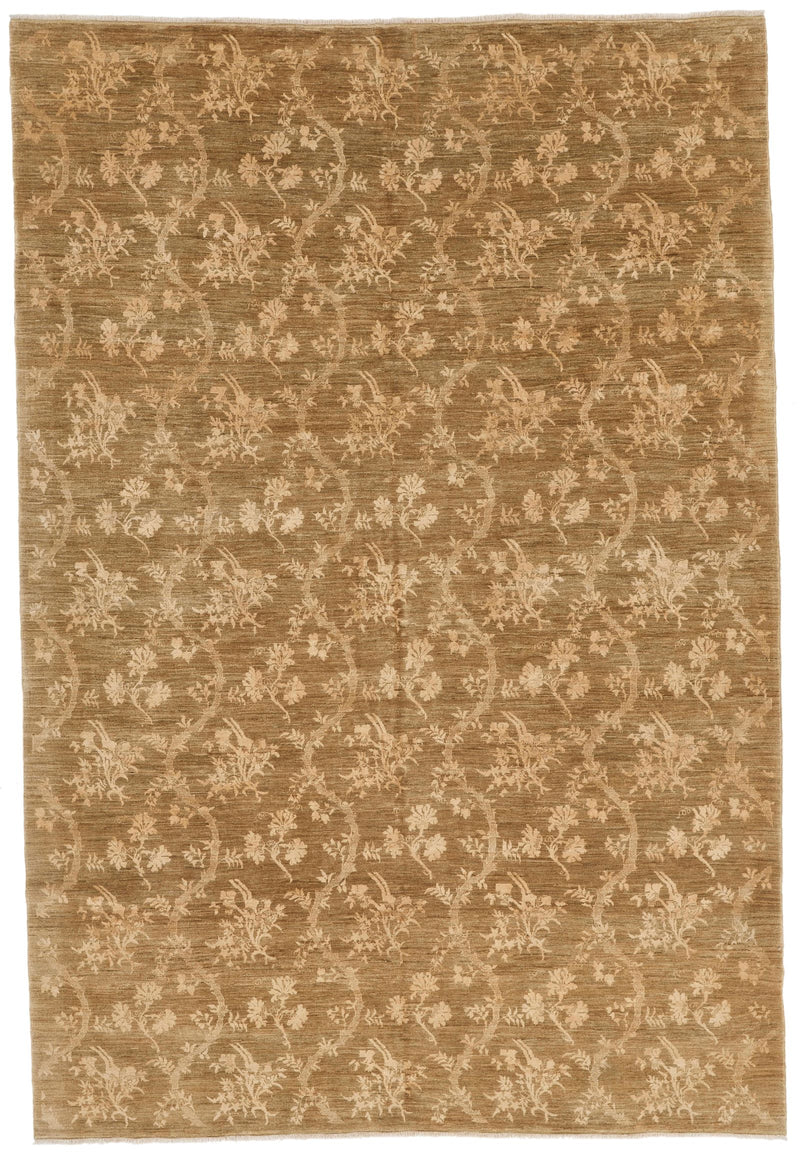 7x10 Gold and Green Modern Contemporary Rug