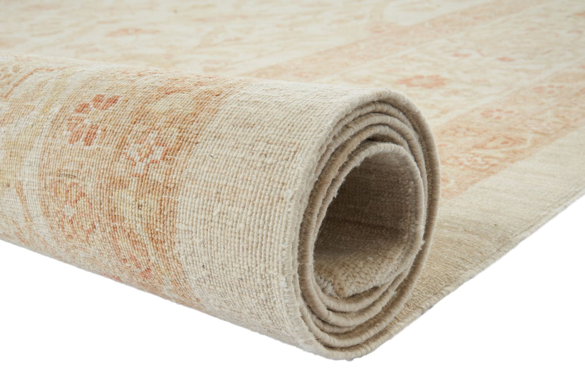 13x17 Ivory and Rust Turkish Oushak Rug