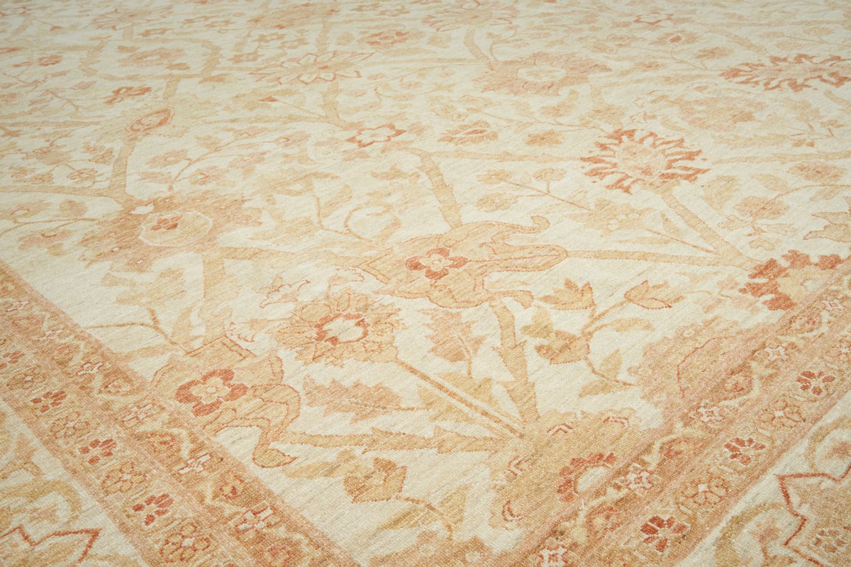13x17 Ivory and Rust Turkish Oushak Rug