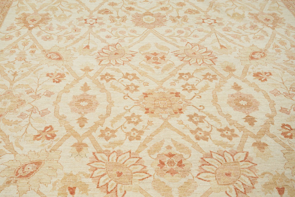 13x17 Ivory and Rust Turkish Oushak Rug