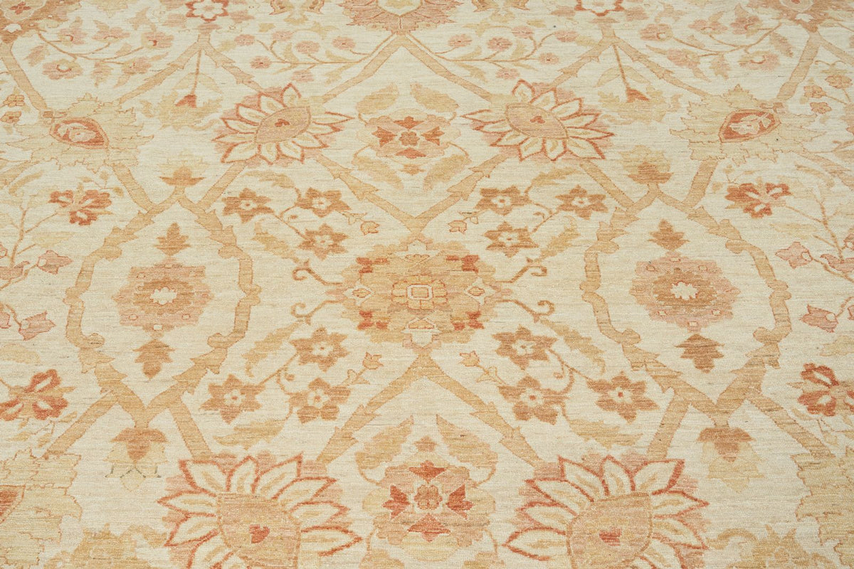 13x17 Ivory and Rust Turkish Oushak Rug