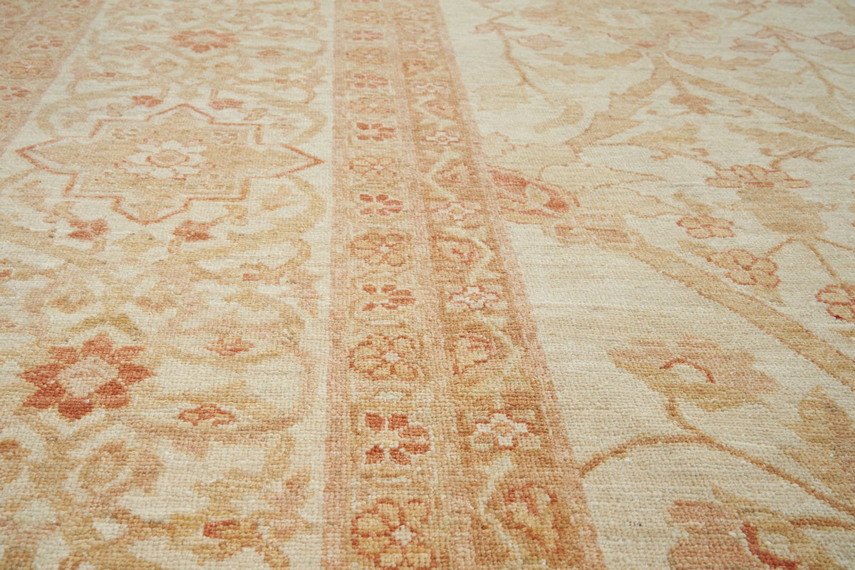 13x17 Ivory and Rust Turkish Oushak Rug