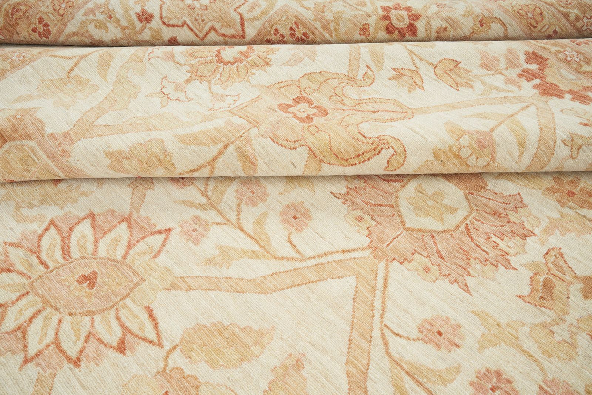 13x17 Ivory and Rust Turkish Oushak Rug