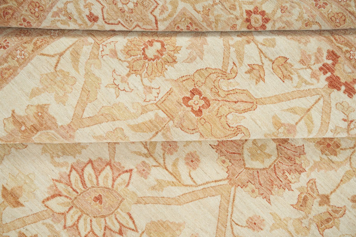 13x17 Ivory and Rust Turkish Oushak Rug