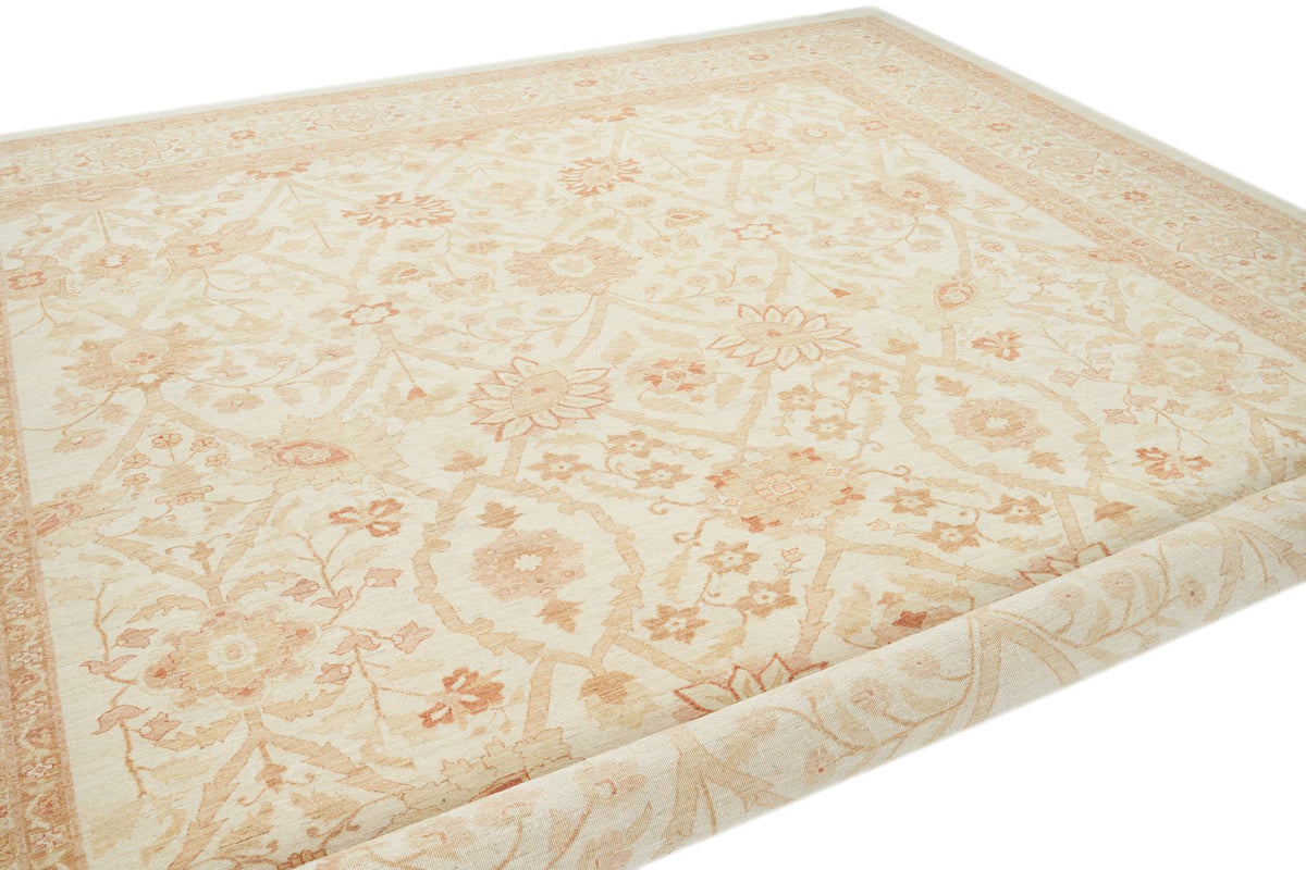 13x17 Ivory and Rust Turkish Oushak Rug