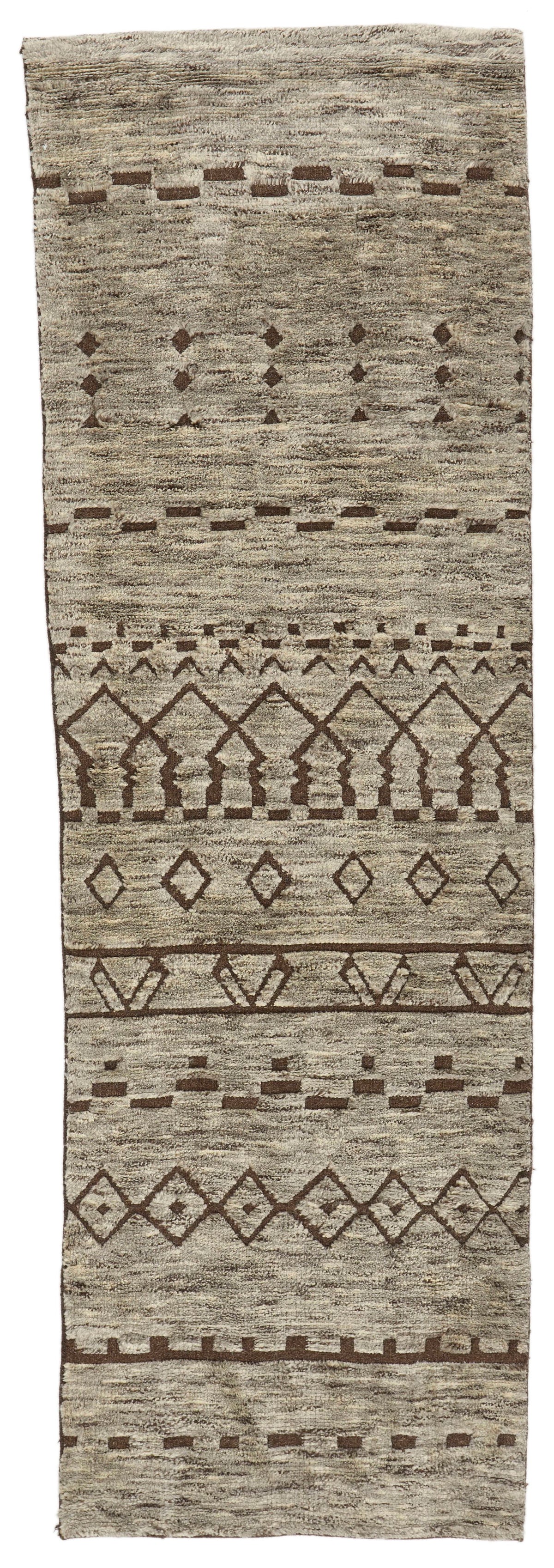 3x10 Beige and Brown Modern Contemporary Runner