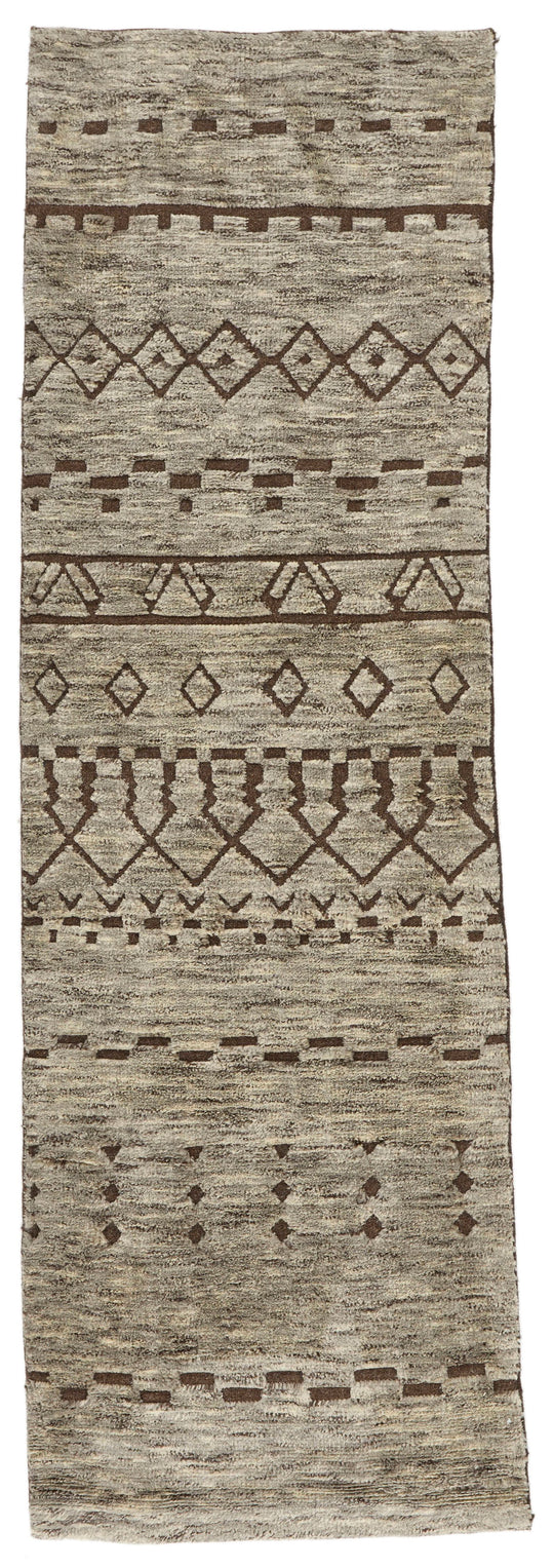 3x10 Beige and Brown Modern Contemporary Runner