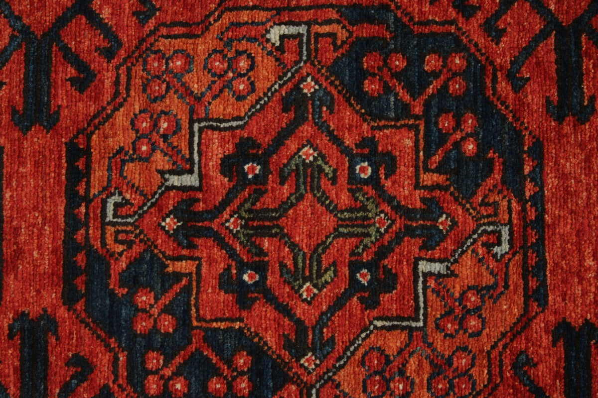 3x9 Red and Navy Turkish Tribal Runner