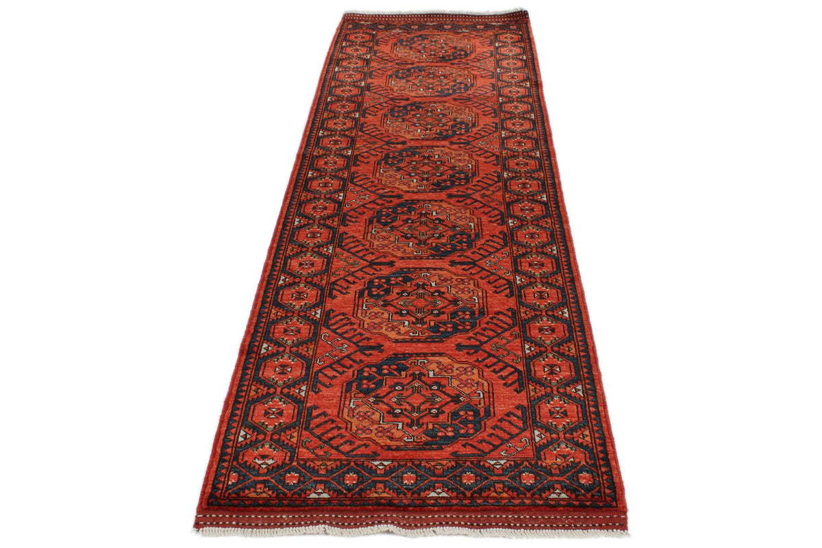 3x9 Red and Navy Turkish Tribal Runner