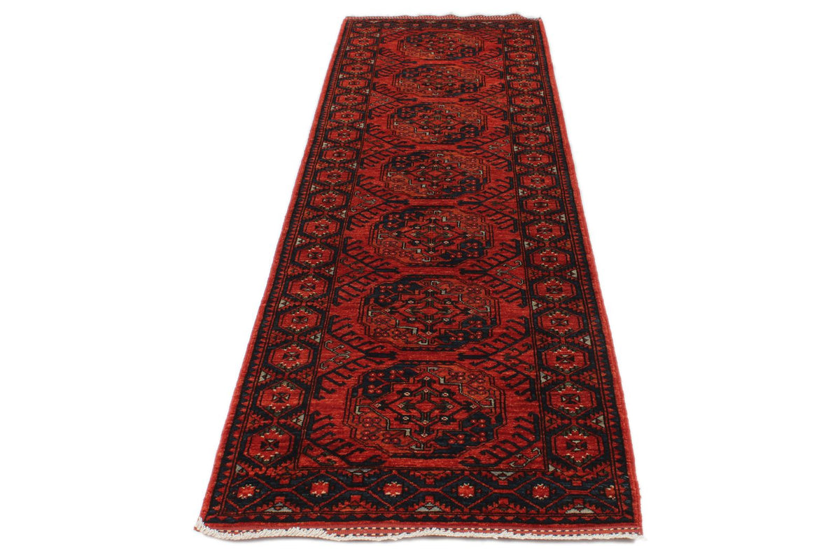 3x9 Red and Navy Turkish Tribal Runner