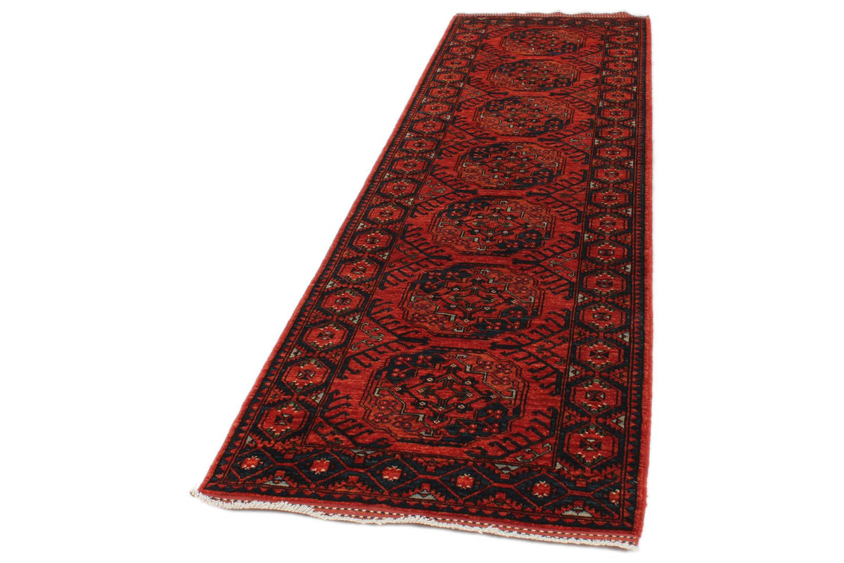3x9 Red and Navy Turkish Tribal Runner