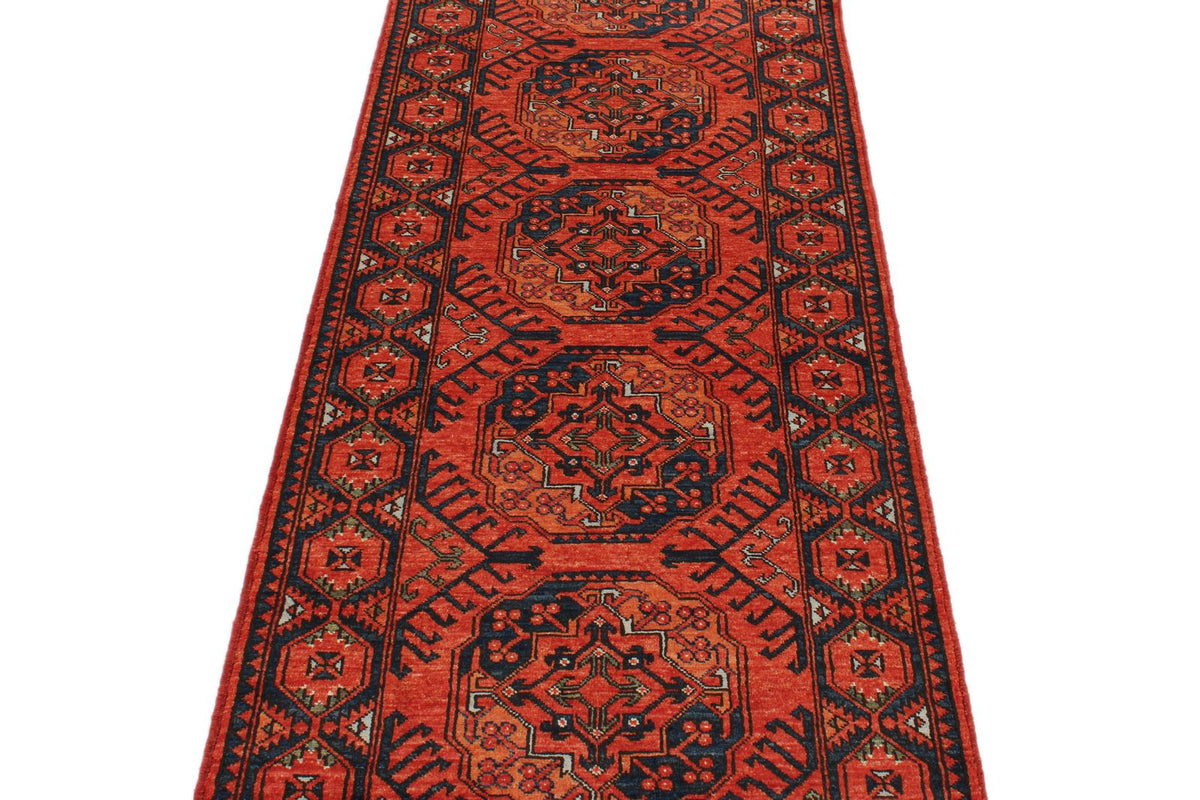 3x9 Red and Navy Turkish Tribal Runner