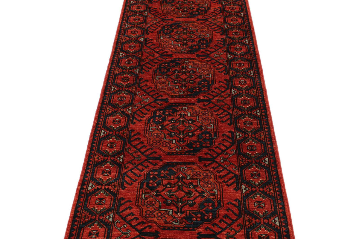3x9 Red and Navy Turkish Tribal Runner