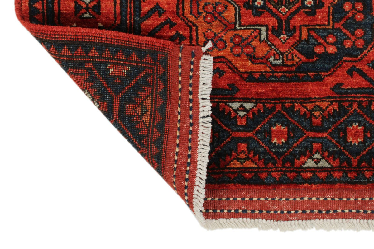 3x9 Red and Navy Turkish Tribal Runner