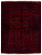 5x6 Burgundy and Black Turkish Tribal Rug