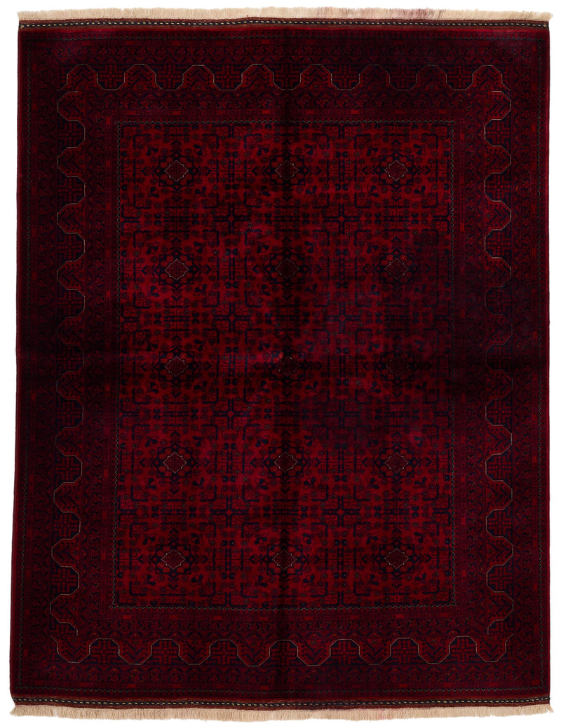 5x6 Burgundy and Black Turkish Tribal Rug