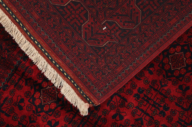 5x6 Burgundy and Black Turkish Tribal Rug