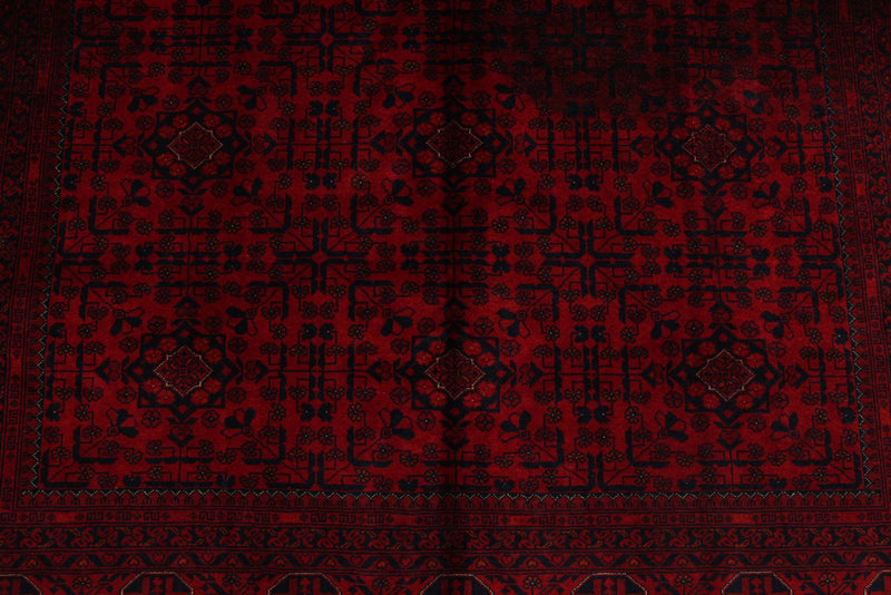 5x6 Burgundy and Black Turkish Tribal Rug