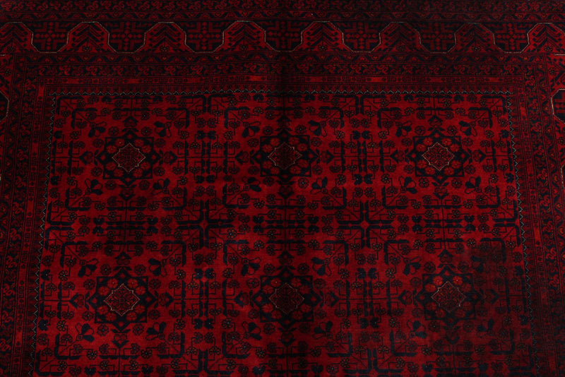 5x6 Burgundy and Black Turkish Tribal Rug