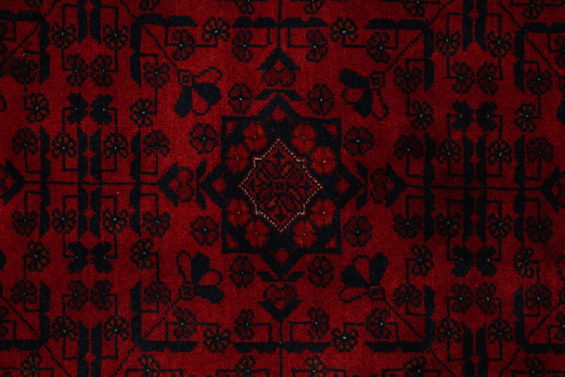 5x6 Burgundy and Black Turkish Tribal Rug