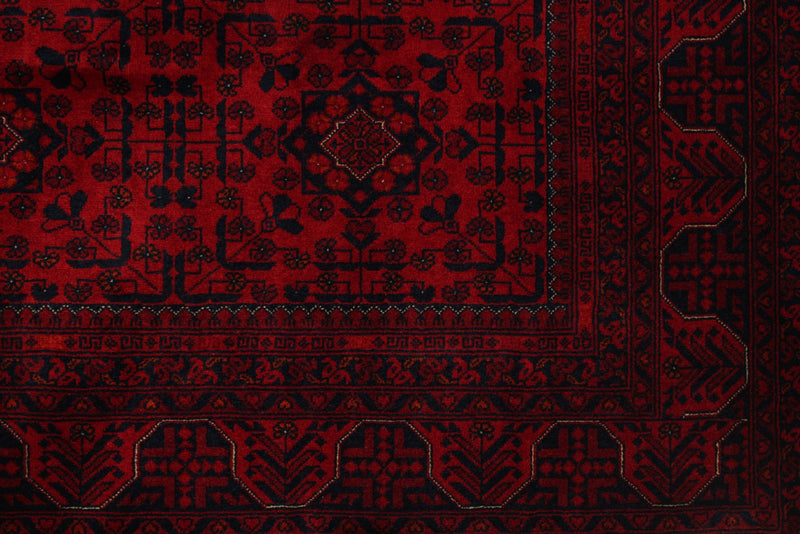 5x6 Burgundy and Black Turkish Tribal Rug