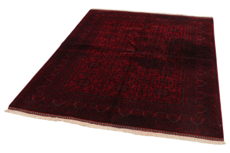 5x6 Burgundy and Black Turkish Tribal Rug