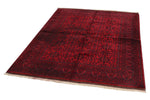 5x6 Burgundy and Black Turkish Tribal Rug