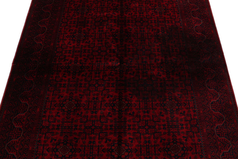 5x6 Burgundy and Black Turkish Tribal Rug