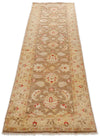 Vintage Handmade 3x9 Brown and Beige Anatolian Turkish Oushak Distressed Area Runner