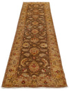 Vintage Handmade 3x9 Brown and Beige Anatolian Turkish Oushak Distressed Area Runner