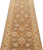 Vintage Handmade 3x9 Brown and Beige Anatolian Turkish Oushak Distressed Area Runner