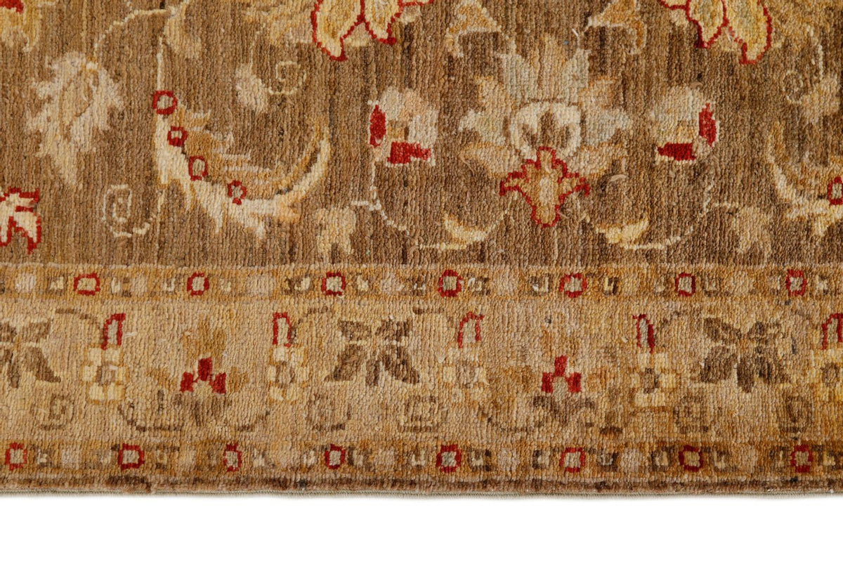 Vintage Handmade 3x9 Brown and Beige Anatolian Turkish Oushak Distressed Area Runner