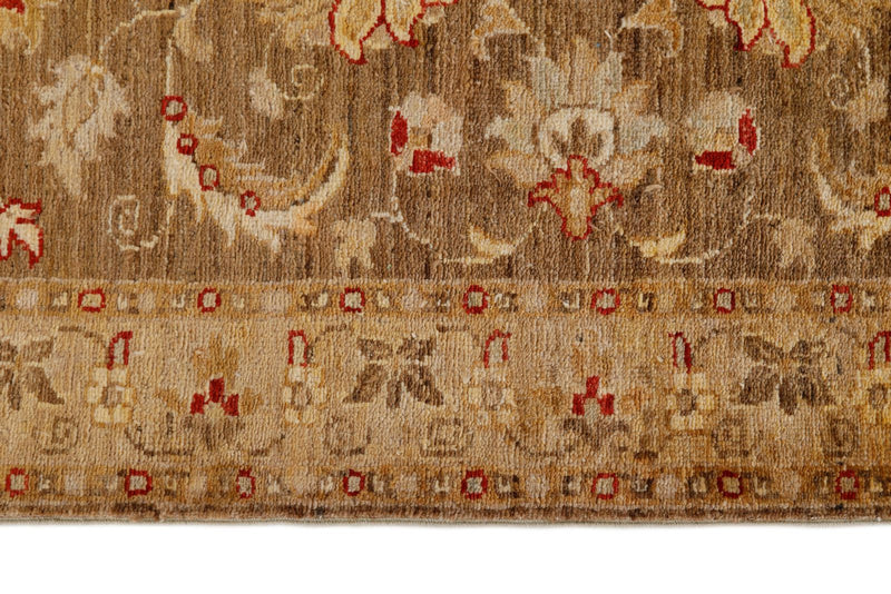 Vintage Handmade 3x9 Brown and Beige Anatolian Turkish Oushak Distressed Area Runner
