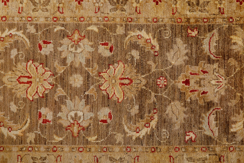 Vintage Handmade 3x9 Brown and Beige Anatolian Turkish Oushak Distressed Area Runner